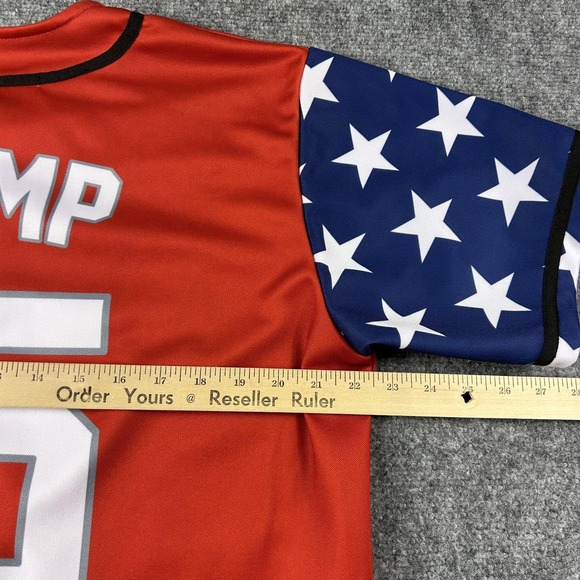 Greater Half Shirt Mens XL Red USA Trump 45 Statue Liberty Button Up Patriotic - Picture 6 of 7